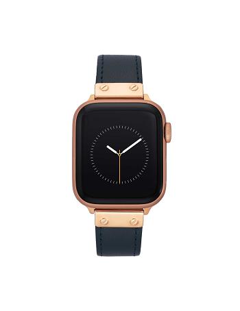 Anne Klein Band for Apple Watch® Læder Mørkeblå Lyserød Guld | PDKER26953