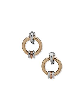 Anne Klein Circle Link Button Clip On Earring Guld Sølv | EDKVG84852