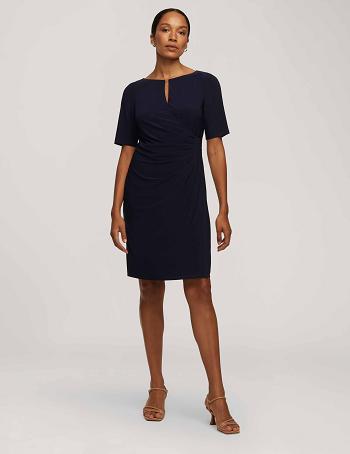 Anne Klein Classic Side Pleat Kjole Blå | DKICD23461