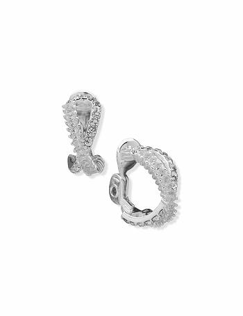 Anne Klein Crystal Pave Baguette Hoop Clip øreringe Sølv | DKJVR36442