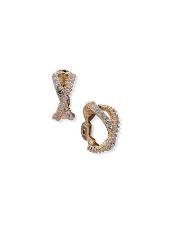 Anne Klein Crystal Pave Baguette Hoop Clip Earring Guld Sølv | DKXMI93934