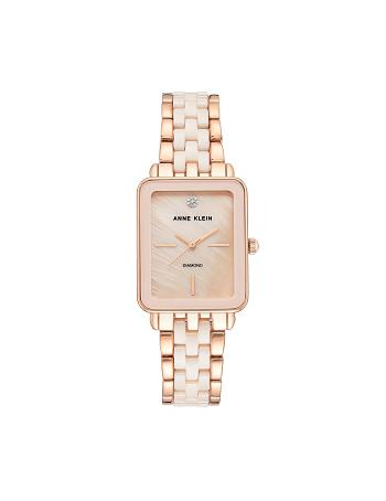 Anne Klein Diamond Dial Watch Keramik Lyserød | UDKND91436