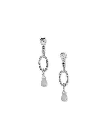 Anne Klein Double Drop Pear Stone Clip Earring Grå Sølv | MDKFT11872