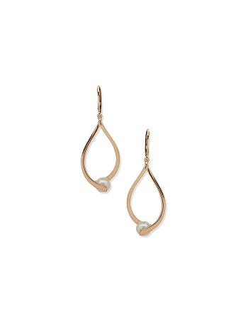 Anne Klein Drop With Pegged Pearl Pierced Earring Guld | DKDYB82704