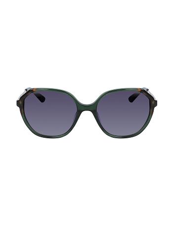 Anne Klein Geometric Sunglasses Firkant Olivengrøn | EDKVG93141