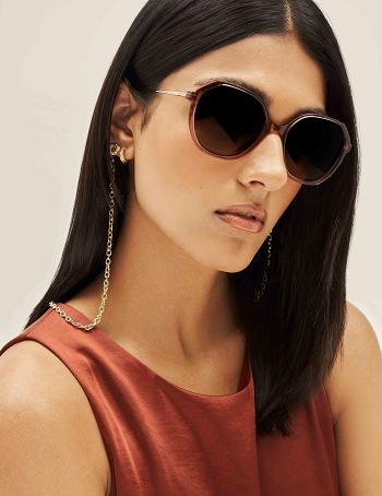 Anne Klein Geometric Sunglasses Overdimensioneret Bordeaux | DKDYB21830