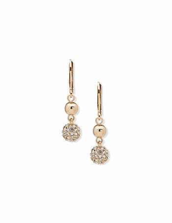 Anne Klein Gold-Tone Leverback Fireball Double Drop Earring Guld | ZDKMJ93742