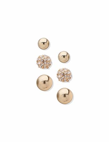 Anne Klein Gold-Tone Trio Post Buttons Set Gennemborede øreringe Guld | DKDFL69567