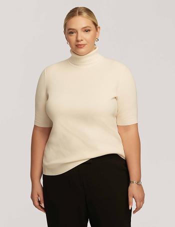 Anne Klein Half Sleeve Turtleneck Plus Størrelse Hvide | DKNEJ38021