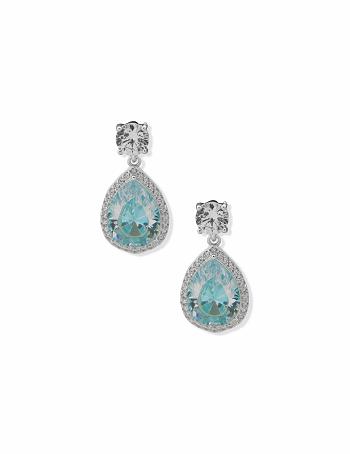 Anne Klein Halo Pear Aqua Stud Earring Lyseturkis Sølv | DKEGJ20296