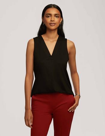 Anne Klein Harmony Knit Pleat Neck Shell Toppe Sort | ZDKNQ18199