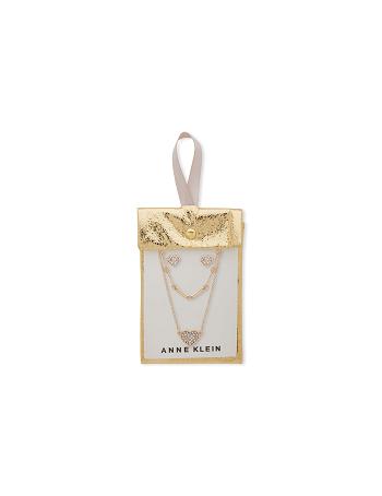 Anne Klein Heart Pendant Earring Pouch Set Halskæder Guld | YDKGT45013