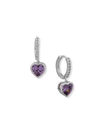 Anne Klein Hoop With Heart Stone Drop Pierced Earring Sølv | GDKEC93426