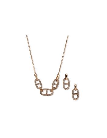 Anne Klein Links Necklace and Earring Set in Pouch Smykkesæt Guld | DKEGJ23568