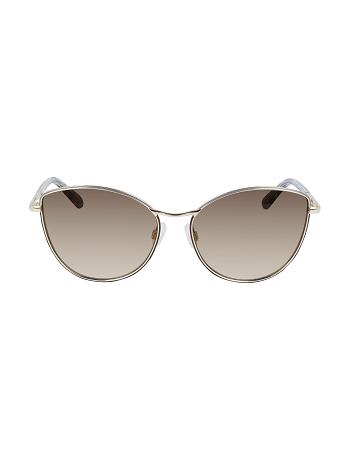 Anne Klein Metal Cat-eye Sunglasses Overdimensioneret Guld | DKDFL94854