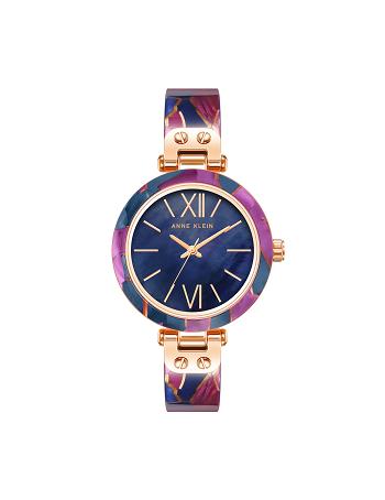 Anne Klein Multi-Color Resin Watch Metaller Mørkeblå Lilla | QDKWA45026