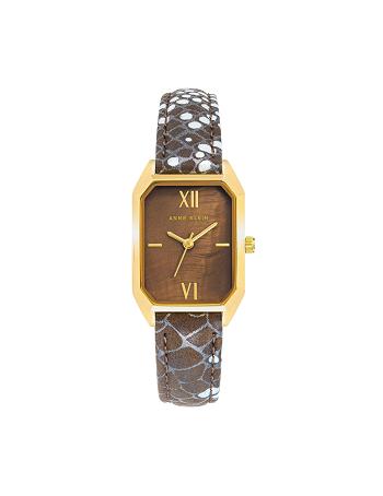 Anne Klein Octagonal Shaped Páskové Watch Læder Guld Brune Slangeprint | DKCVG91654