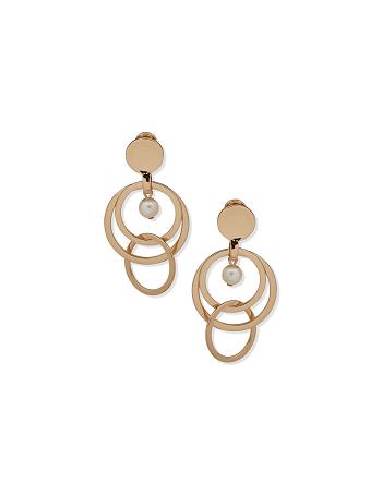 Anne Klein Orbital Drop Clip With Pearl Earring Guld | LDKSX46979