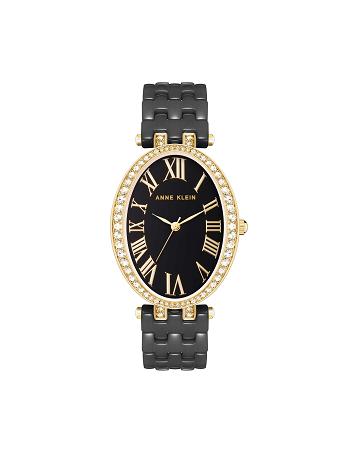 Anne Klein Oval Bracelet Watch Keramik Sort Guld | MDKFT21441