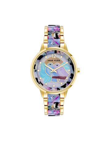 Anne Klein Patterned Mother of Pearl Dial Watch Metaller Guld | BDKSO12966