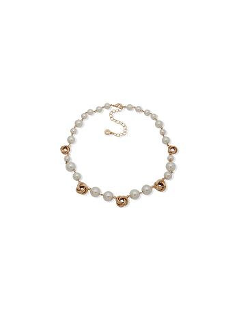 Anne Klein Pearl Collar With Knot Stations Halskæder Guld | PDKER39342