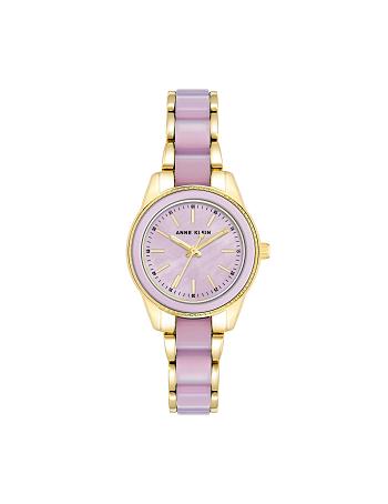 Anne Klein Pearlescent Resin Link Bracelet Watch Metaller Guld Lavendel | DKNZX27876