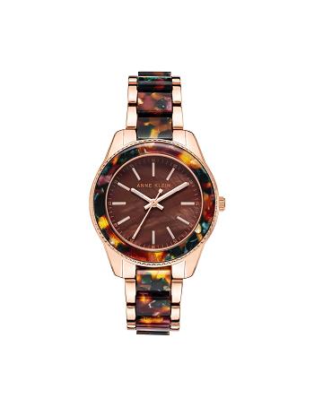 Anne Klein Pearlescent Resin Link Watch Metaller Lyserød Guld Brune | DKJBT62836