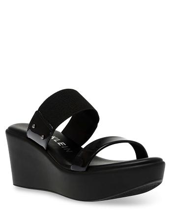 Anne Klein Pylos Platform Sandal Kilehæl Sko Sort | DKQCS27564