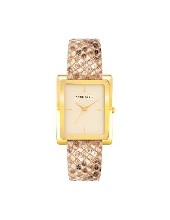 Anne Klein Rectangular Case Band Watch Læder Guld Hvide Brune | LDKSX48213