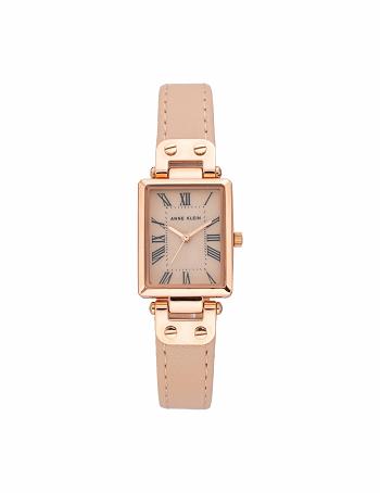 Anne Klein Rectangular Case Páskové Watch Læder Lyserød Lyserød Guld | DKJBT94268