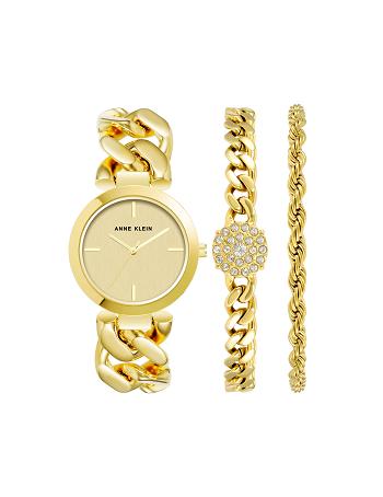 Anne Klein Round Chain Watch and Bracelet Set Metaller Guld | DKJVR43111