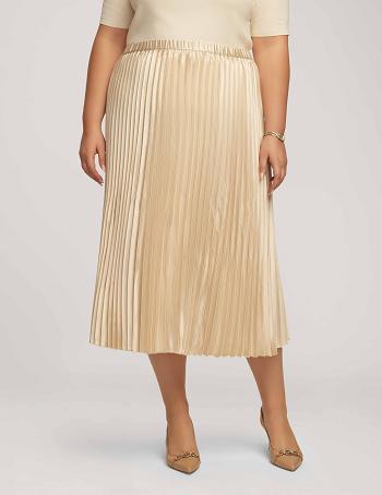 Anne Klein Satin Crepe Pull On Plisseret Skirt Plus Størrelse Hvide | DKQCS30783