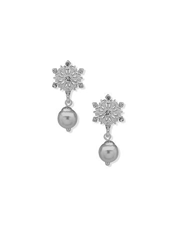 Anne Klein Snowflake Drop With Pearl Gennemborede øreringe Sølv | DKJVR25893