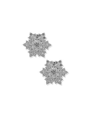 Anne Klein Snowflake Stone Button Clip on Earring Grå Sølv | FDKHY78073