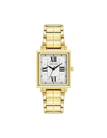 Anne Klein Square Crystal Accented Dial Watch Metaller Guld | DKXBR61354