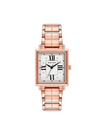 Anne Klein Square Crystal Accented Dial Watch Metaller Lyserød Guld | YDKVQ89999