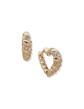 Anne Klein Twisted Heart Huggie Hoop Pierced Earring Guld | DKZDE33375