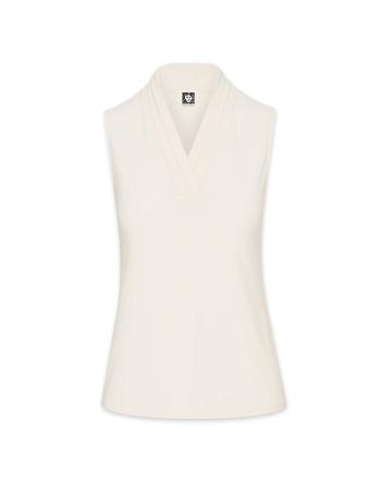 Anne Klein V-Neck Triple Pleat Top Toppe Hvide | DKJKU55890