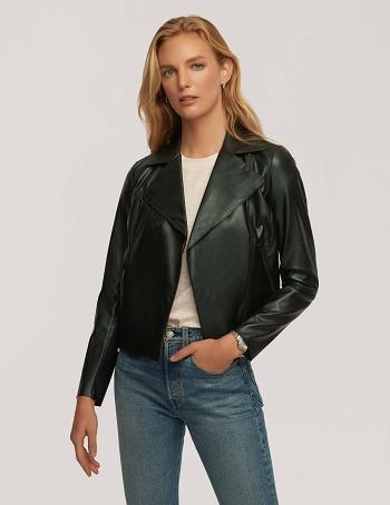 Anne Klein Veganske Læder Zip Front Moto Blazere Turkis | DKJBT29968