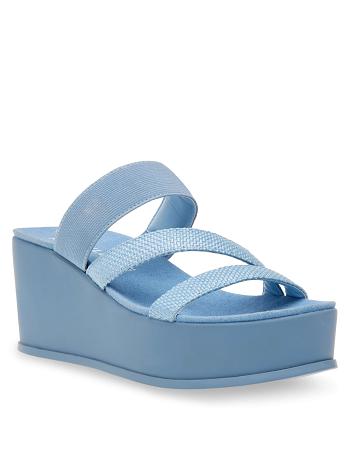 Anne Klein Velma Flatform Sandal Kilehæl Sko Blå | ADKWC29348