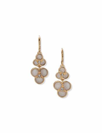 Anne Klein White Flower Drop Earring Guld Hvide Blomster | DKXBR49068