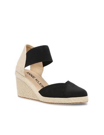 Anne Klein Zoey Round Tå Espadrilles Kilehæl Sko Sort | FDKHY90355