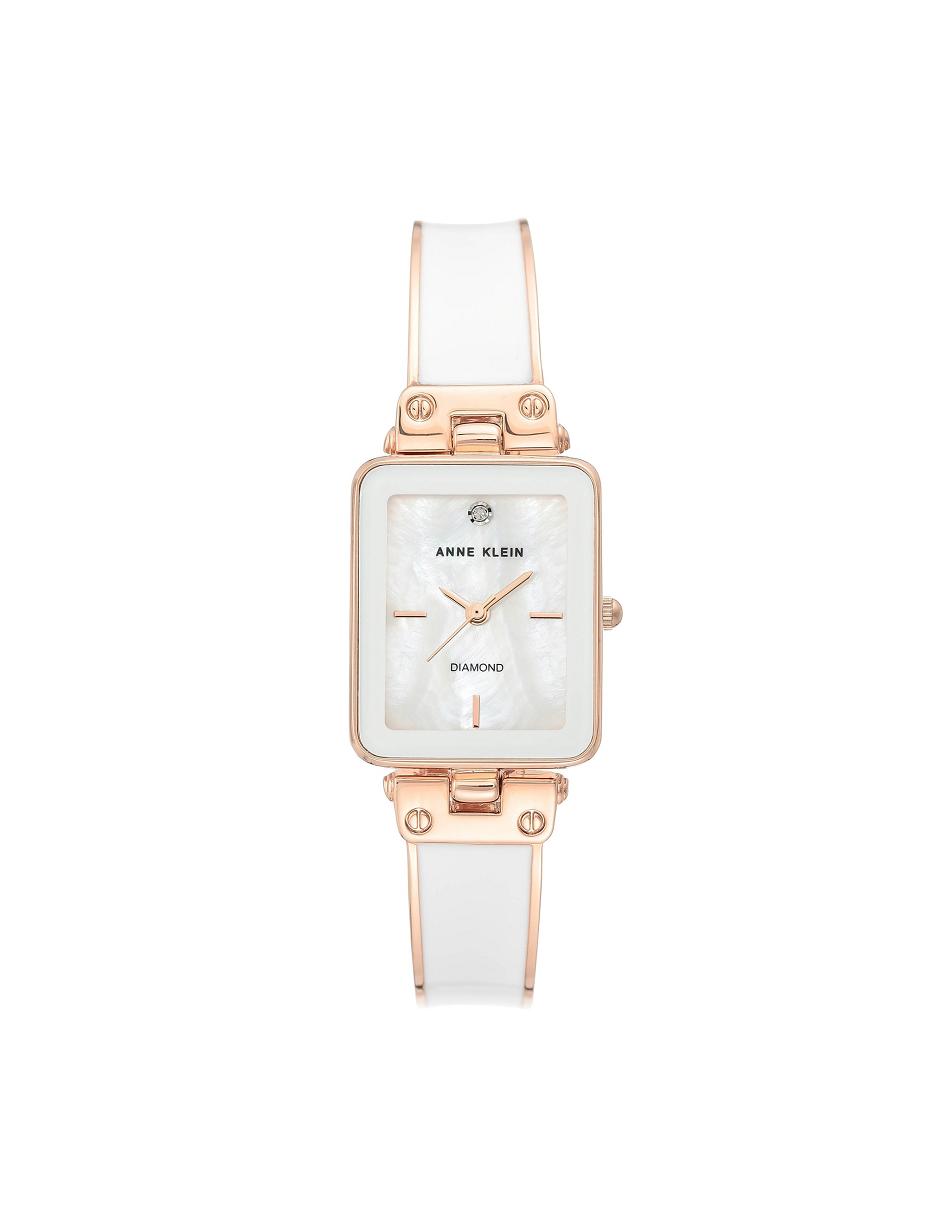 Anne Klein Accent Rectangular Watch Diamant Hvide Lyserød Guld | YDKVQ11688