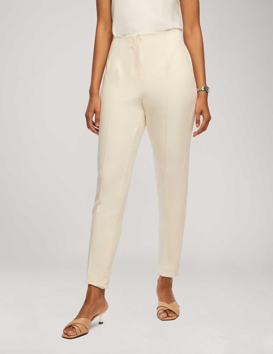 Anne Klein Anne Stretch Pleat Hollywood Talje Slim Ankle Pant Underdele Hvide | QDKUV21284