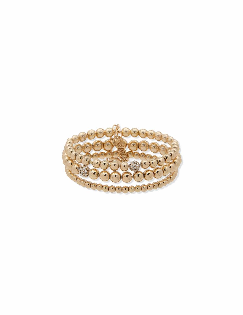 Anne Klein Beaded 3 Stretch Armbånd Guld | ZDKMJ82542