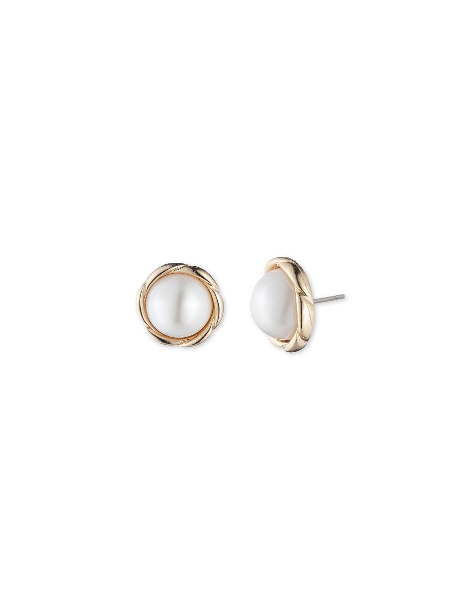 Anne Klein Blanc Faux Pearl Twisted Gold-Tone Stud Earrings Best Bestsellere Guld | XDKBH63665