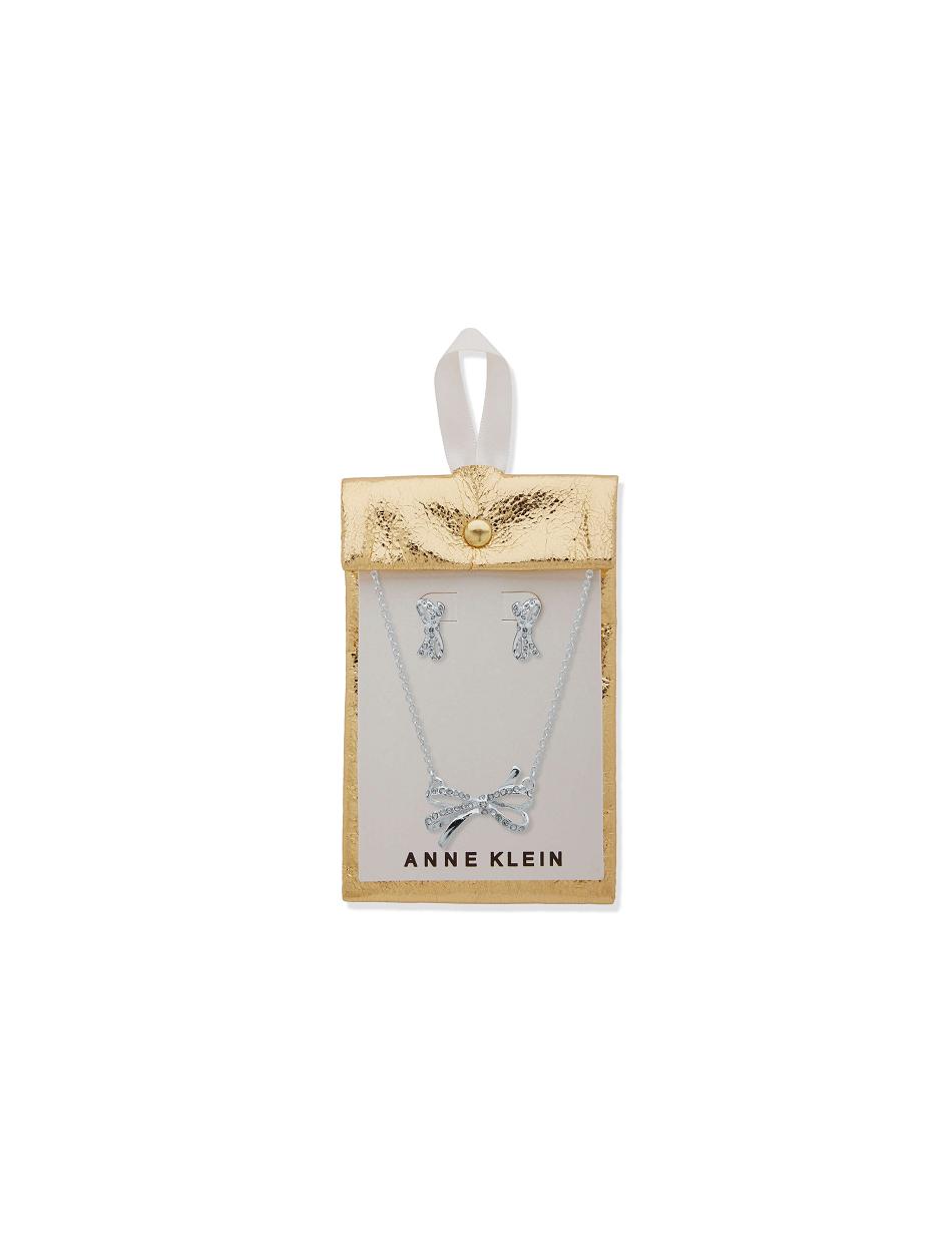 Anne Klein Bow Necklace and Earring in Pouch Smykkesæt Sølv | XDKGW64070