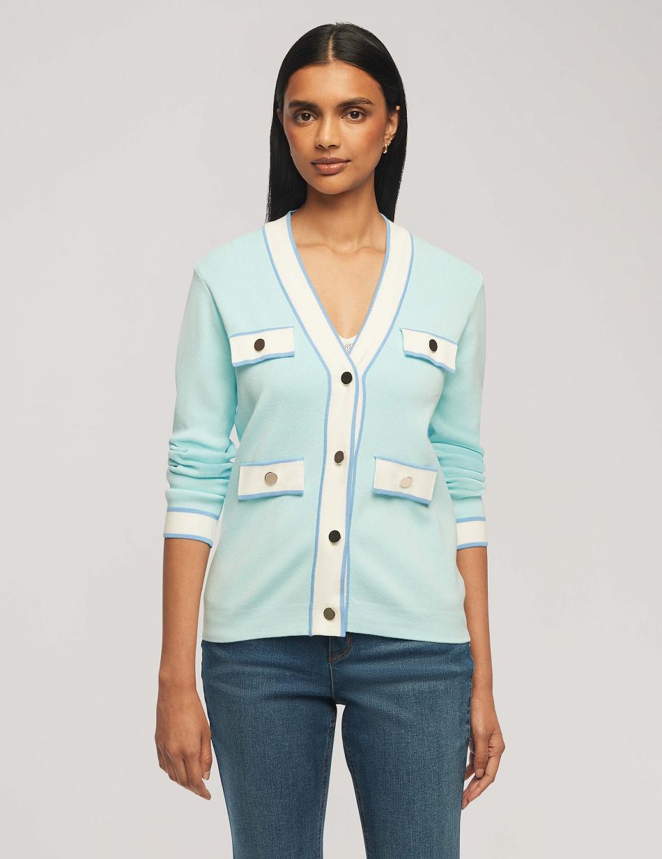 Anne Klein Cardigan With Tipped Pockets Trøjer Blå | DKDFL18051