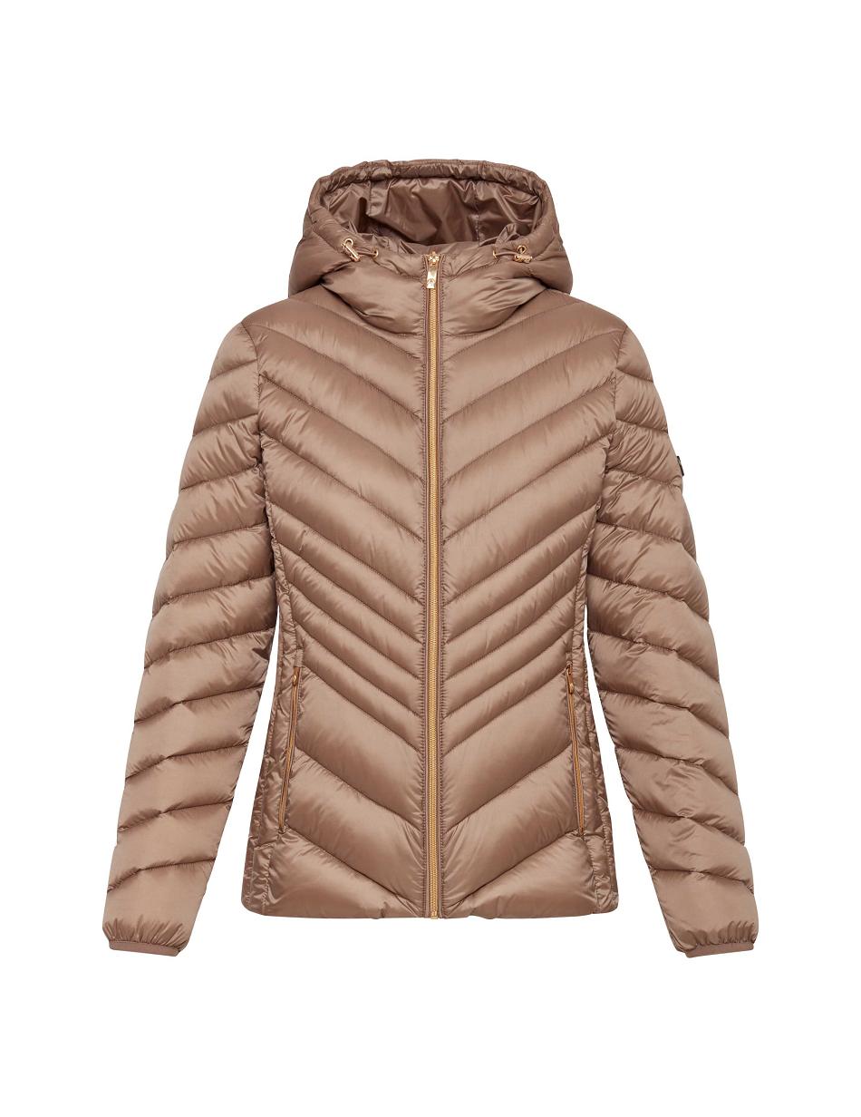 Anne Klein Chevron Packable Puffer Jacket Overtøj Grå Brune | LDKTR34643