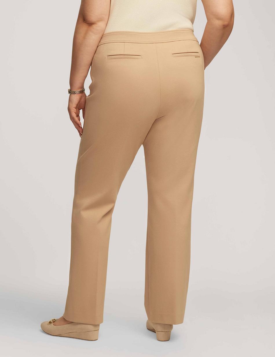 Anne Klein Compression Fly Front Bootleg Pant Plus Størrelse Beige | UDKND25295